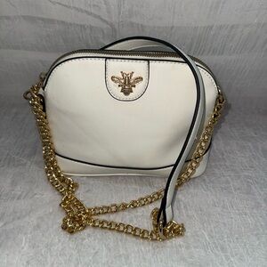 Dune London White Crossbody Bag with Gold Chain